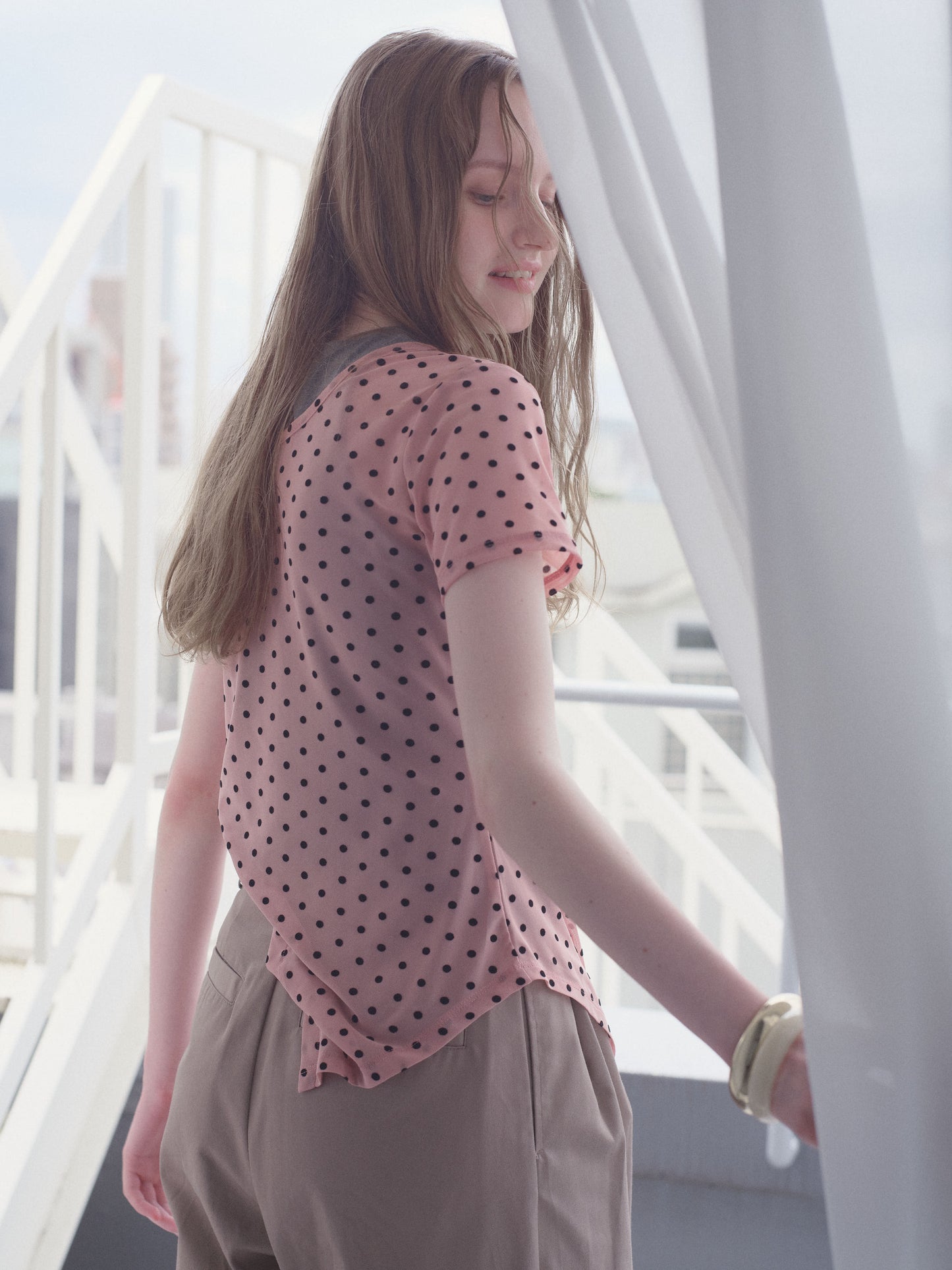 Printed Sheer Short Sleeve Tops