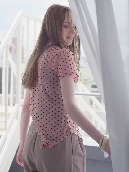 Printed Sheer Short Sleeve Tops
