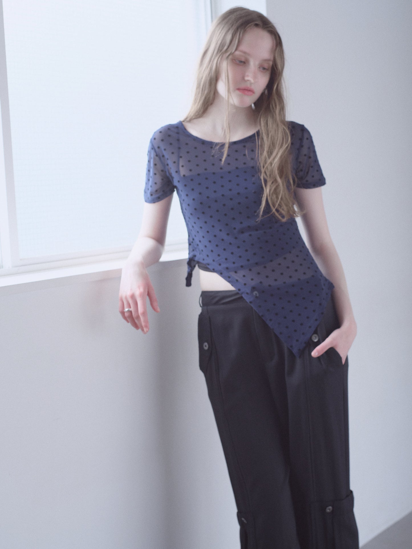 Printed Sheer Short Sleeve Tops