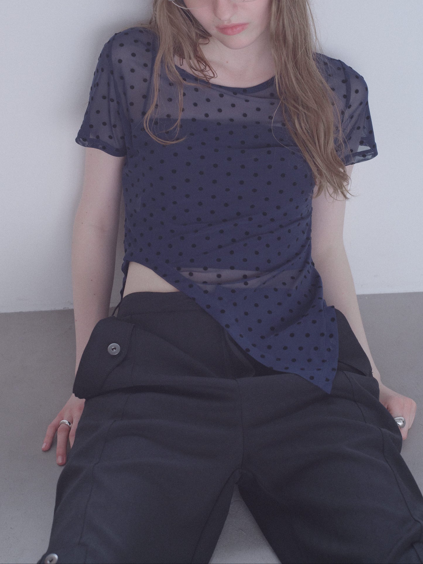 Printed Sheer Short Sleeve Tops
