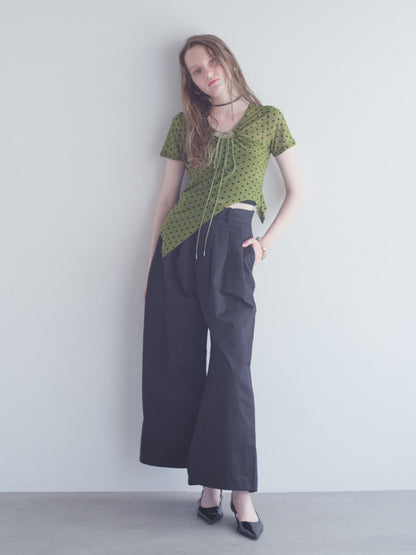 Printed Sheer Short Sleeve Tops