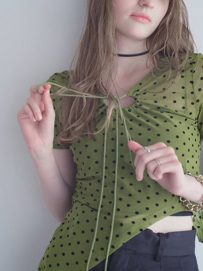 Printed Sheer Short Sleeve Tops