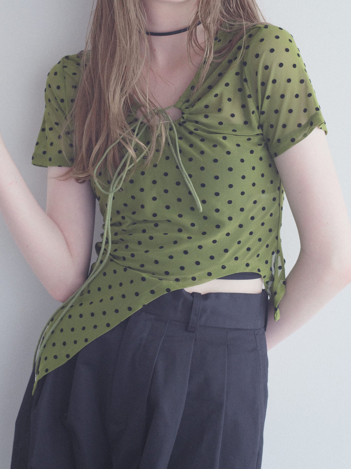 Printed Sheer Short Sleeve Tops
