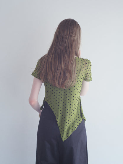 Printed Sheer Short Sleeve Tops