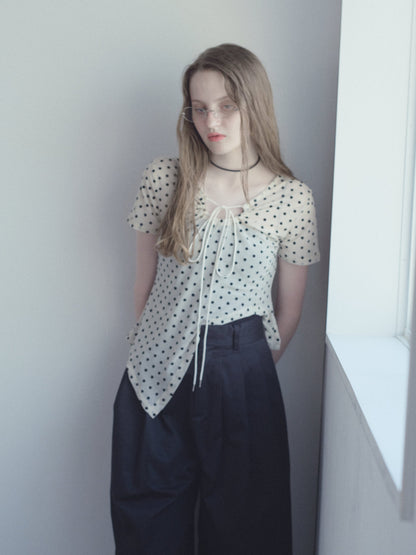 Printed Sheer Short Sleeve Tops