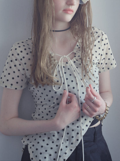 Printed Sheer Short Sleeve Tops